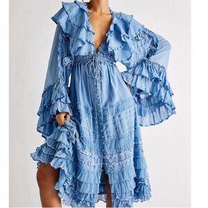 Fillyboo Lotus Duster Maxi Dress in Rain Song Blue